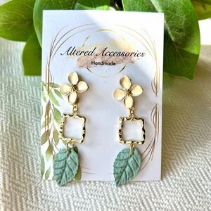 Handmade Floral Leaf Earrings